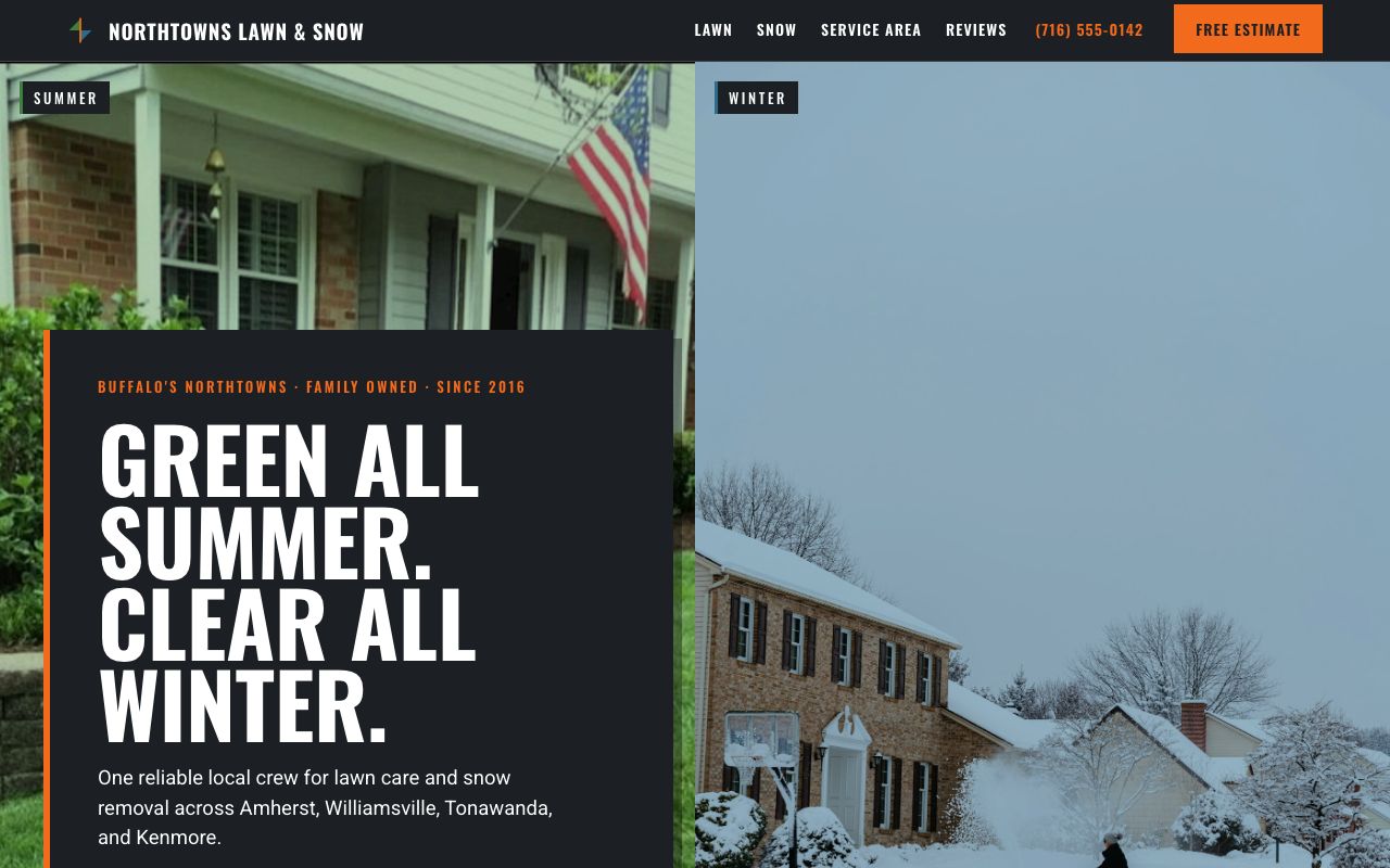 Screenshot of the Northtowns Lawn & Snow sample site