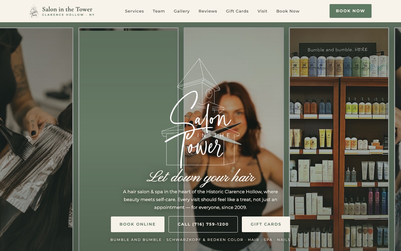 Screenshot of the Salon in the Tower homepage